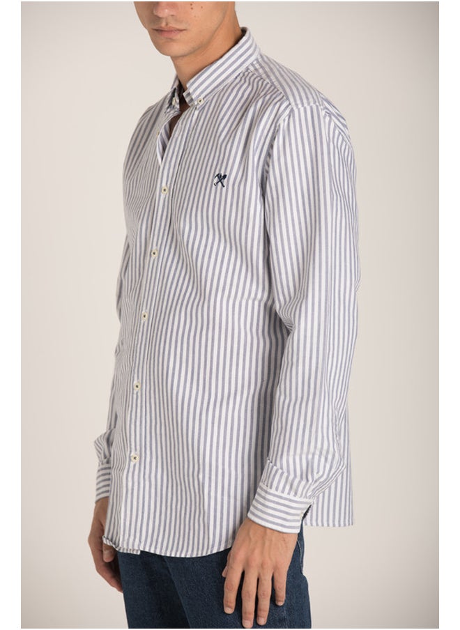 Marco Bergamo - Long Sleeves Casual Striped Sh - Image 1