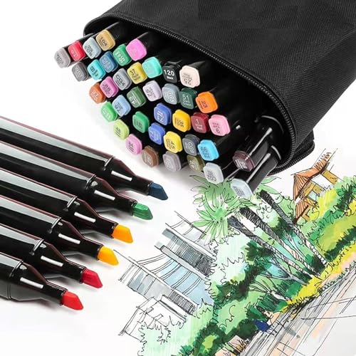 VARIYA ENTERPRISE Dual Tip Colorful Art Markers Sketch Pens 24, 48 Colors With Carrying Case For Painting Sketching Calligraphy Drawing -Twin Head Permanent Colouring Marker Pens For Kids Adult (24) - Image 3