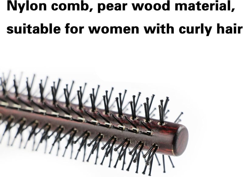 LABUYI 1 Round Brushes, Men's Round Comb, Round Brushes for Men Women, Wooden Round Hair Brushes, Beard Brush, Anti-Breakage Hair Brush, for Bangs, Fine Hair, Curls, 21 cm - Image 3