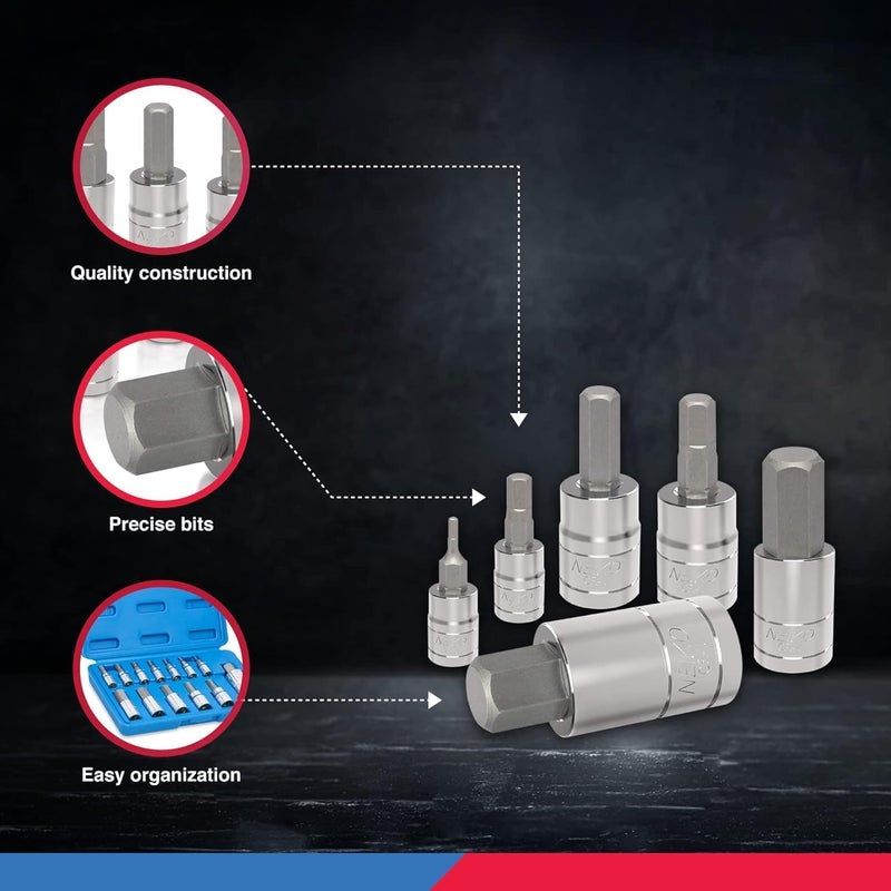 Neiko 10075A SAE Hex Bit Socket Set | 13-Piece Set | S2 Steel - Image 4