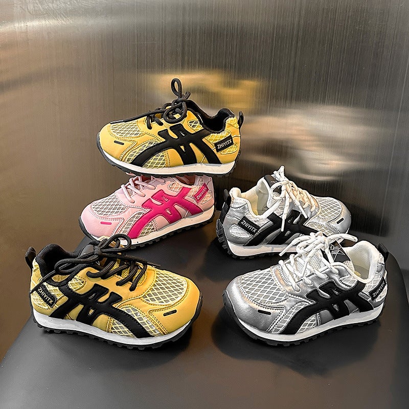 Children'S Sports Shoes 2025 Spring And Mesh Boys' Casual Shoes Soft Sole Girls' Breathable Dad Shoes Forrest Gump Shoes - Image 4