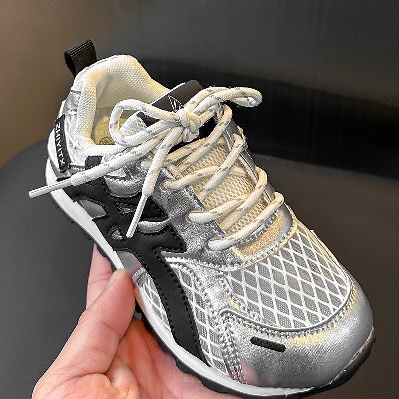 Children'S Sports Shoes 2025 Spring And Mesh Boys' Casual Shoes Soft Sole Girls' Breathable Dad Shoes Forrest Gump Shoes - Image 5
