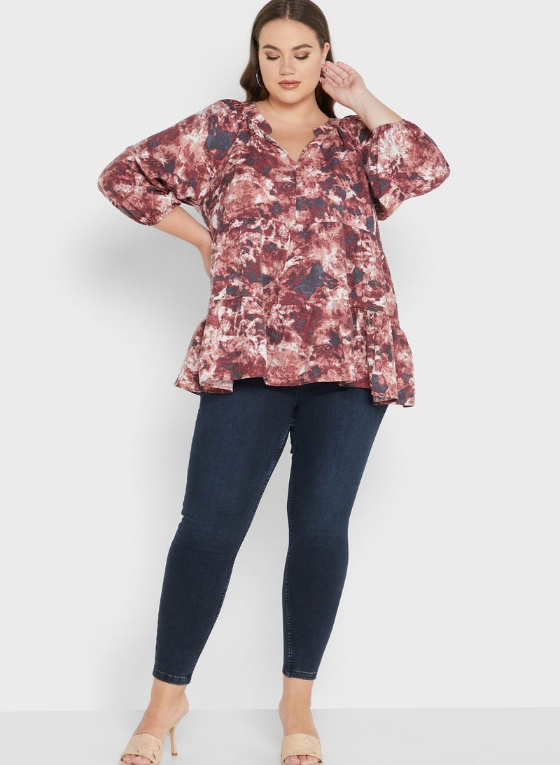 افينيو بلوزة مطبعة بحافة واسعة - Image 4