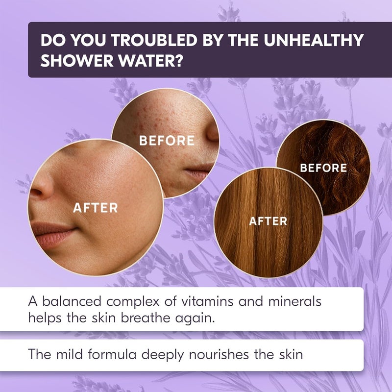 AMROAH Shower Infuser - Vitamin C Shower Head Filter, Hard Water Softener, Chlorine & Fluoride Shower Filter, Water Purifying Filtered Shower Head with Beads (Lavender) - Image 4