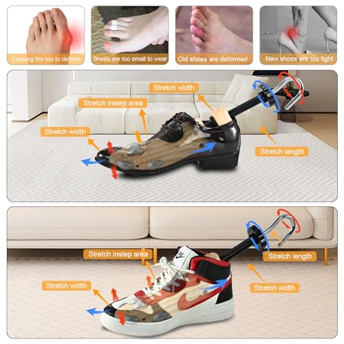 eachway Wooden Shoe Stretcher Men Women,Premium 4-Way Shoe Tree Stretch Length Width for Wide Feet L(for Men's Size10-13.5) - Image 4