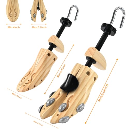 eachway Wooden Shoe Stretcher Men Women,Premium 4-Way Shoe Tree Stretch Length Width for Wide Feet L(for Men's Size10-13.5) - Image 3