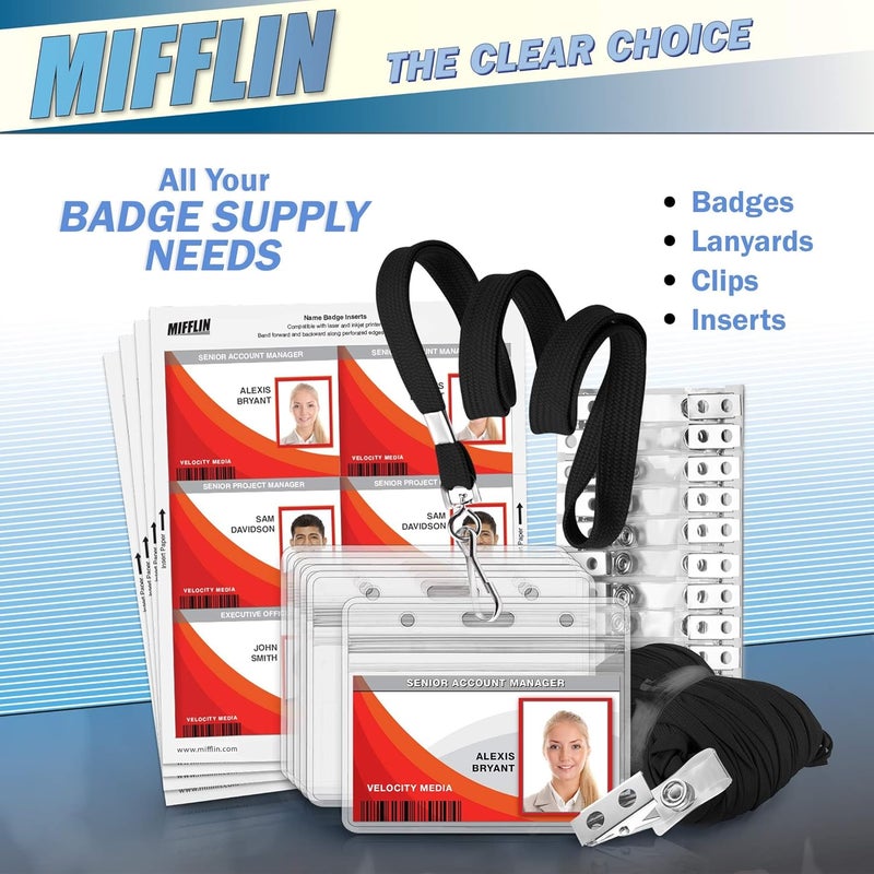 MIFFLIN -USA Flat Lanyards for ID Badges (Black, 36 Inch, 5 Pack), Comfortable Neck Straps - Image 5