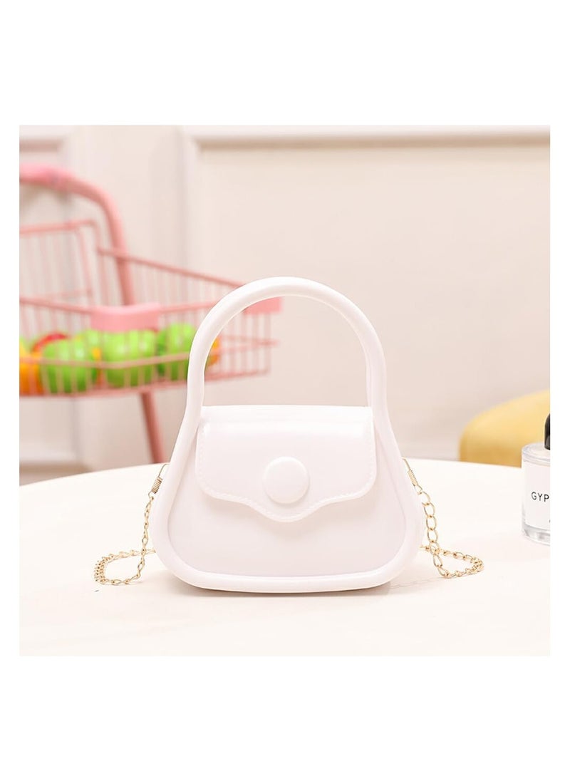 Generic Mini Jelly Wallet, PVC Small Crossbody Bag for Women, Small Crossbody Purse with Handle and Chain Strap white  - Image 1