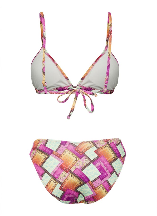Geometric Patterned Triangle Regular Bikini Set