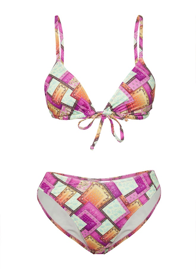 Geometric Patterned Triangle Regular Bikini Set