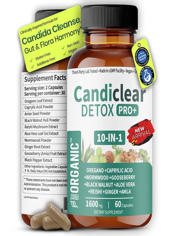 FIRSTORGANIC Women’s Candida Cleanse & Yeast Balance | Herbal Parasite Detox with Oregano, Wormwood, Black Walnut & Clove | Gut, Digestive & Flora Rebalance Formula | Third-Party Tested, Vegan, Non-GMO, 60 Caps - Image 1