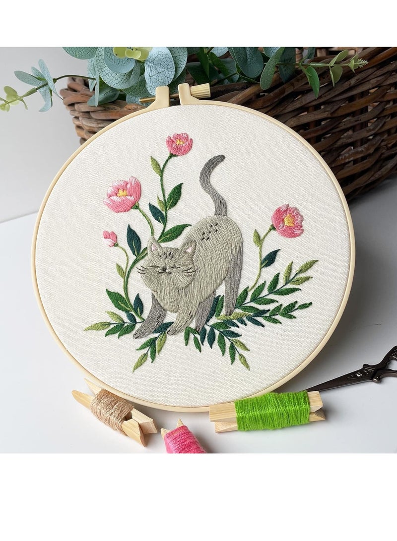 FengSVMA 3 Pack Embroidery Kit for Beginners with Pattern, Cross Stitch Kits for Adults with Instructions,Needlepoint Kits for Adults Include 1 Embroidery Hoops,Color Threads and Needles - Image 4