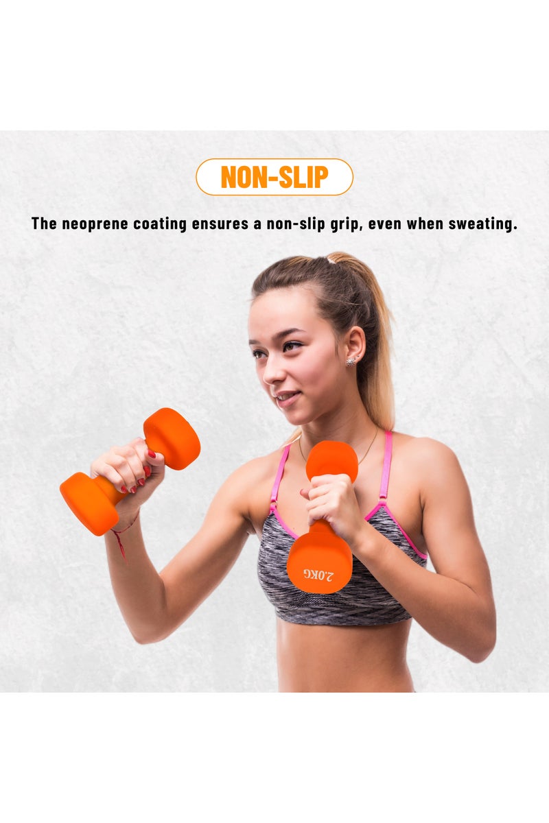 ENDLESS  Neoprene Dumbbell Pair, 2 x 2Kg, Material : Iron with Neoprene coat | Exercise and Fitness Weights for Women and Men at Home/Gym - Image 3