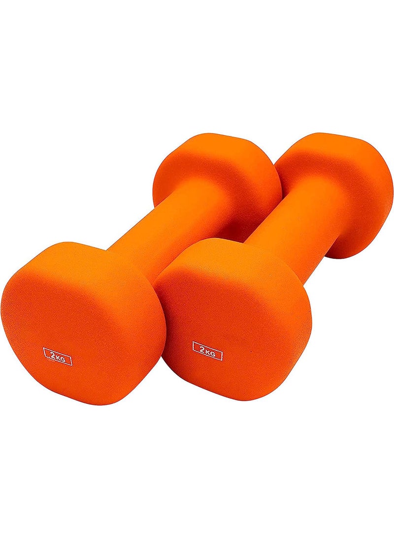 anythingbasic. Neoprene Dumbbell Pair, 2 x 2Kg, Material : Iron with Neoprene coat | Exercise and Fitness Weights for Women and Men at Home/Gym  - Image 1
