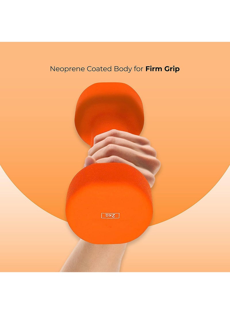 anythingbasic. Neoprene Dumbbell Pair, 2 x 2Kg, Material : Iron with Neoprene coat | Exercise and Fitness Weights for Women and Men at Home/Gym  - Image 4
