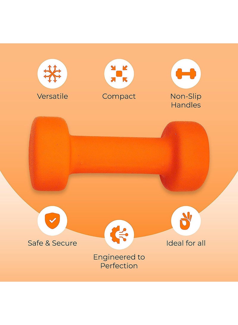 anythingbasic. Neoprene Dumbbell Pair, 2 x 2Kg, Material : Iron with Neoprene coat | Exercise and Fitness Weights for Women and Men at Home/Gym  - Image 2