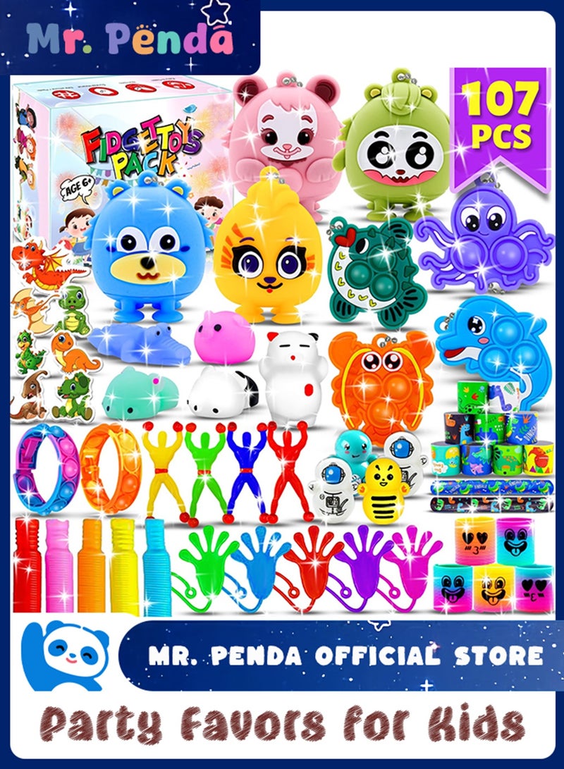 Mr. Penda 107Pcs Party Favors for Kids, Bulk Fidget Toy Pack Birthday Gift, Carnival Reward Classroom Prizes, Treasure Box Toys Goodie Bag Stuffers Pinata Easter Eggs Fillers for Kid 6+ (Random Color) - Image 1