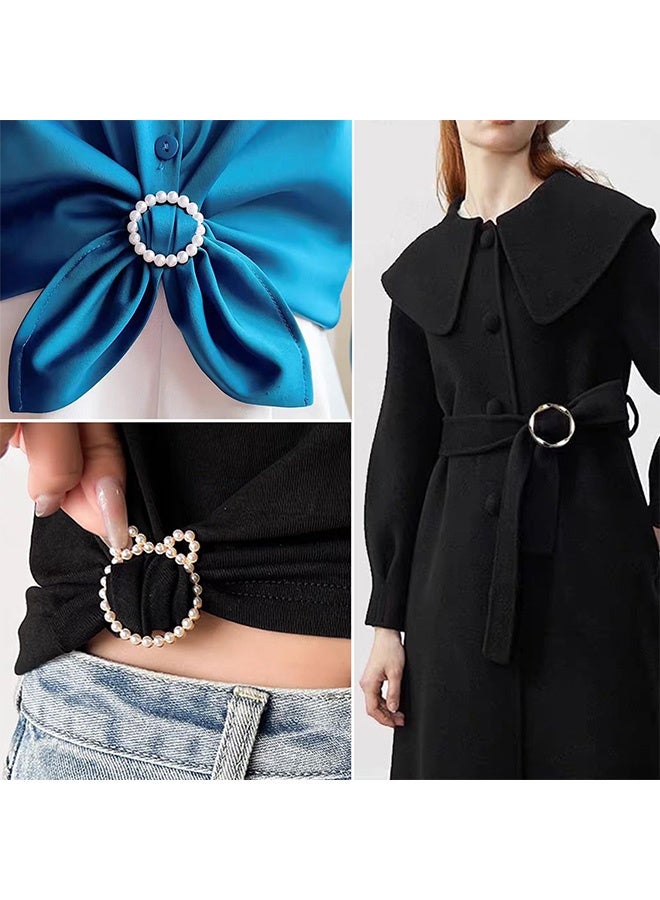 Peachjoy 18 Pcs Shirt Ties Clips For Women, T Shirt Tie Or Rings Clips For Women For The Side, Scarf Ring Clip Tightener For Loose Clothes Corner Knotted Button Fashion Metal Round Circle Shirt Clip Buckle - Image 5
