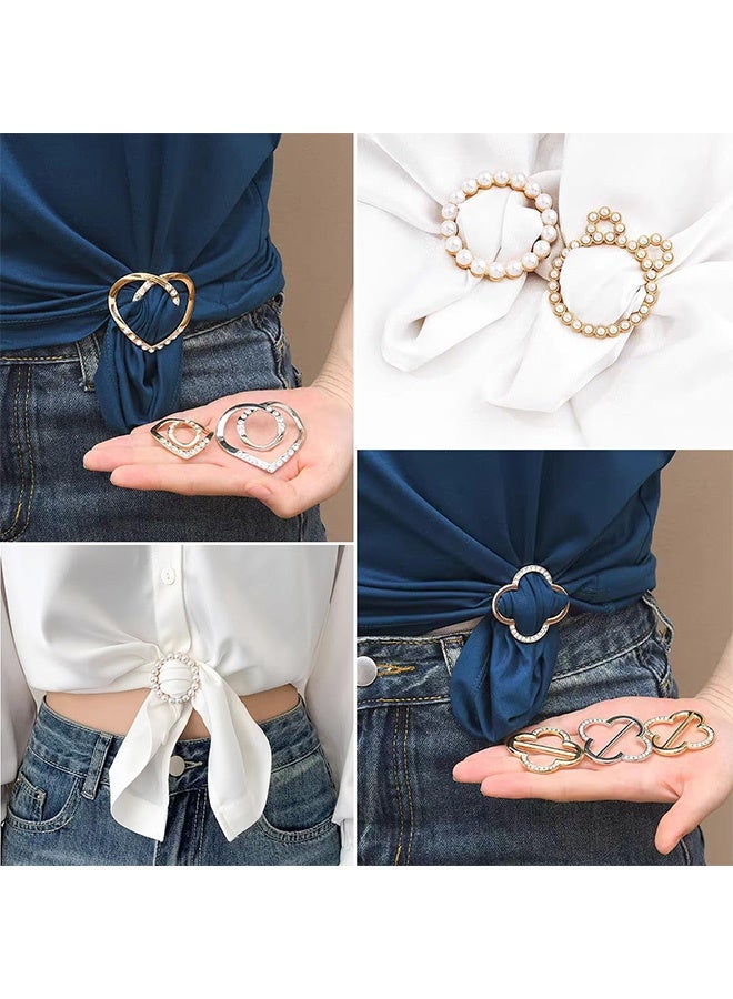Peachjoy 18 Pcs Shirt Ties Clips For Women, T Shirt Tie Or Rings Clips For Women For The Side, Scarf Ring Clip Tightener For Loose Clothes Corner Knotted Button Fashion Metal Round Circle Shirt Clip Buckle - Image 3