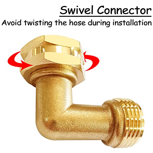 Uenede Brass 3/4" GHT Threaded 90°Elbow Swivel Garden Hose Connector Male to Female Thread Adapter 2PCS - Image 3
