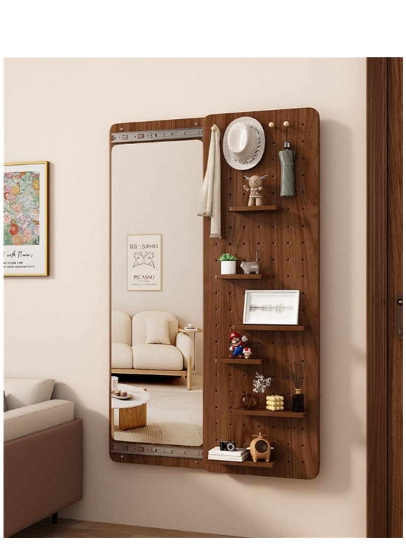 Wall Mounted Dressing Mirror, Sliding Storage Rack and Explosion-Proof Makeup Mirror, Concealed Full-Length Mirror With Solid Wood Storage Board and Hanging Rod, Suitable for Living Room Bedroom Office and Foyer Corridors  - Image 1