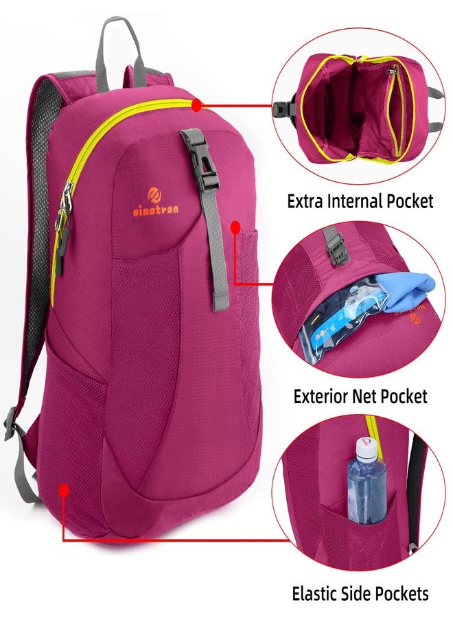 sinotron Lightweight Packable Backpack, Small Foldable Hiking Backpack Day Pack for Travel Camping Outdoor Vacation (Red) - Image 3