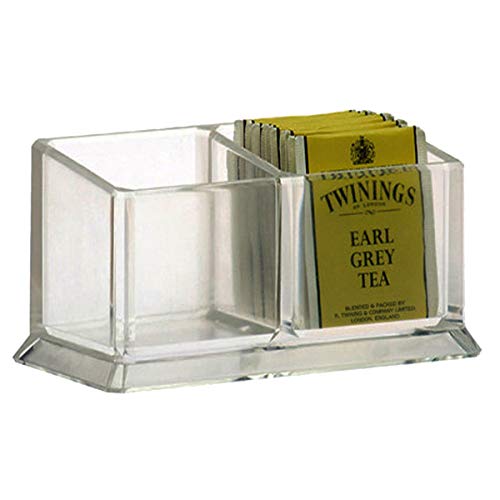 Yakri Acrylic Tea Bags Holder Coffee Sugar Bag Case Guest Room Storage Boxes - Holder for Tea Bags, Small Packets, Sweeteners,Sugar Packet, Coffee, Condiment (L16.6*W8.2*H7.5cm) - Image 1