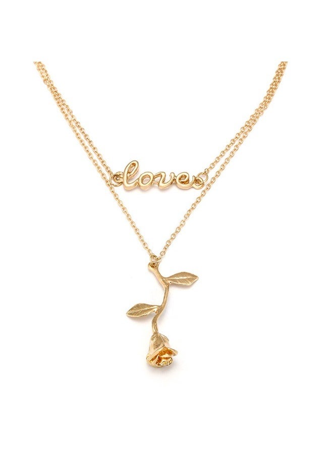 yongsheng Necklace Personalized Rose Necklace, Flower Pendant Layered Necklace, Jewelry for Mothers Day  - Image 2