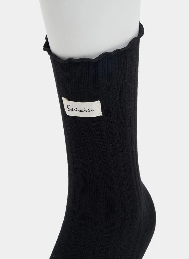 Styli Pack Of 3 - Patch Detail Socks with Frill Trim