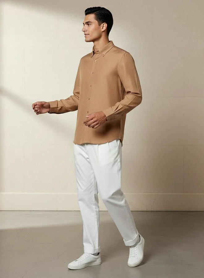 سبلاش فيڤ قميص رجالي بأزرار وياقة رسمية وأكمام طويلة