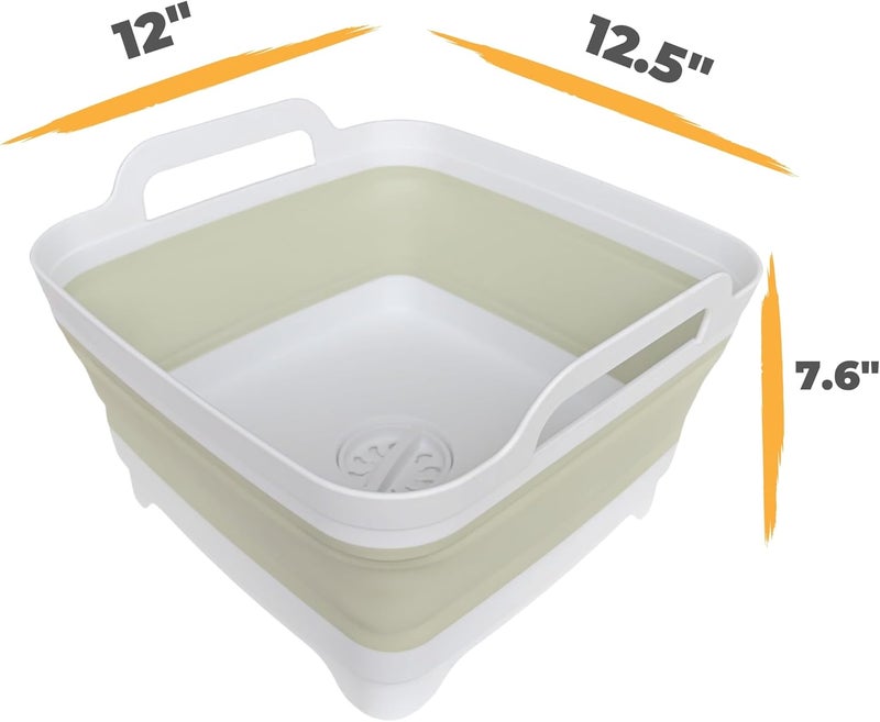 GIMWA Collapsible Wash Basin for Baby Bottles - 2.4 Gallons Portable Wash Bin for RV Camping Sink, Space-Saving Dish Tub (Green) - Image 2