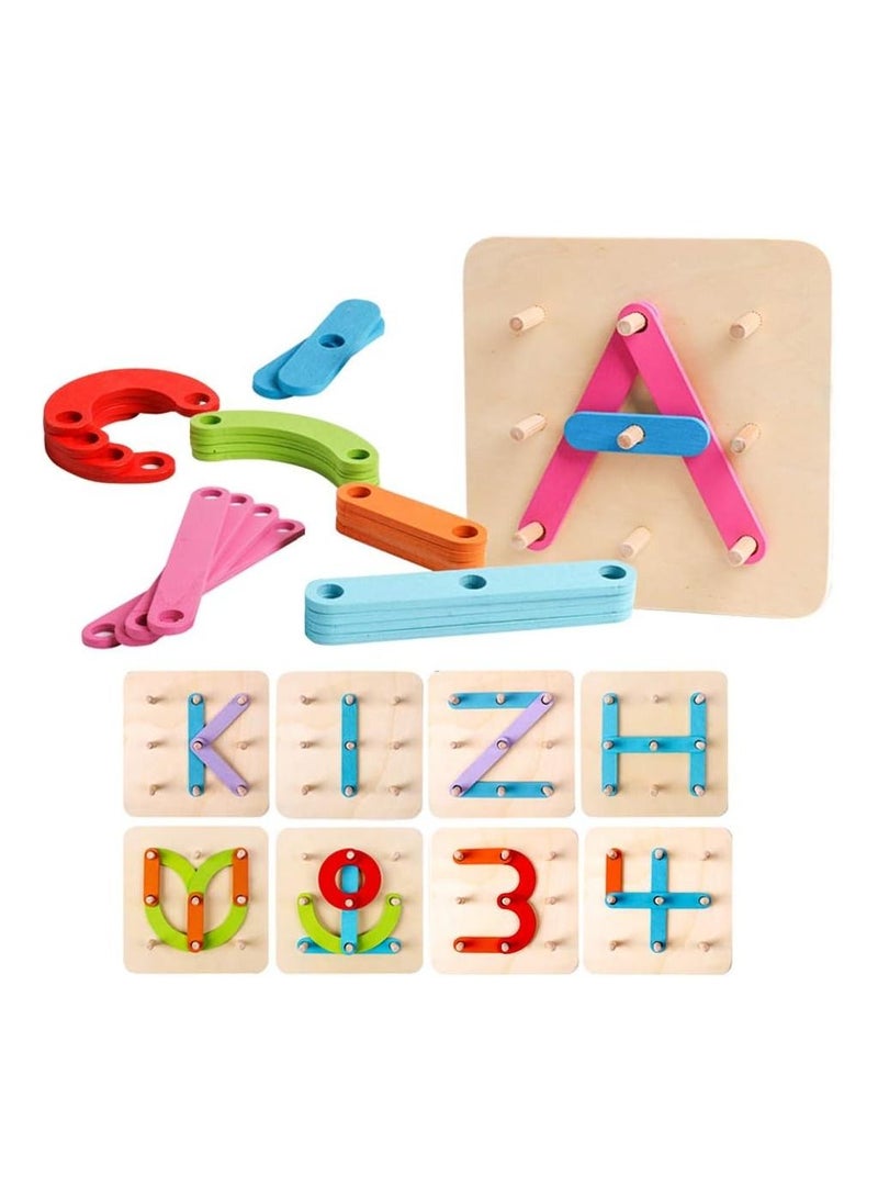 MIXDE مجموعة أنشطة بناء الحروف والأرقام الخشبية ألعاب تعليمية لمرحلة ما قبل المدرسة - Image 1