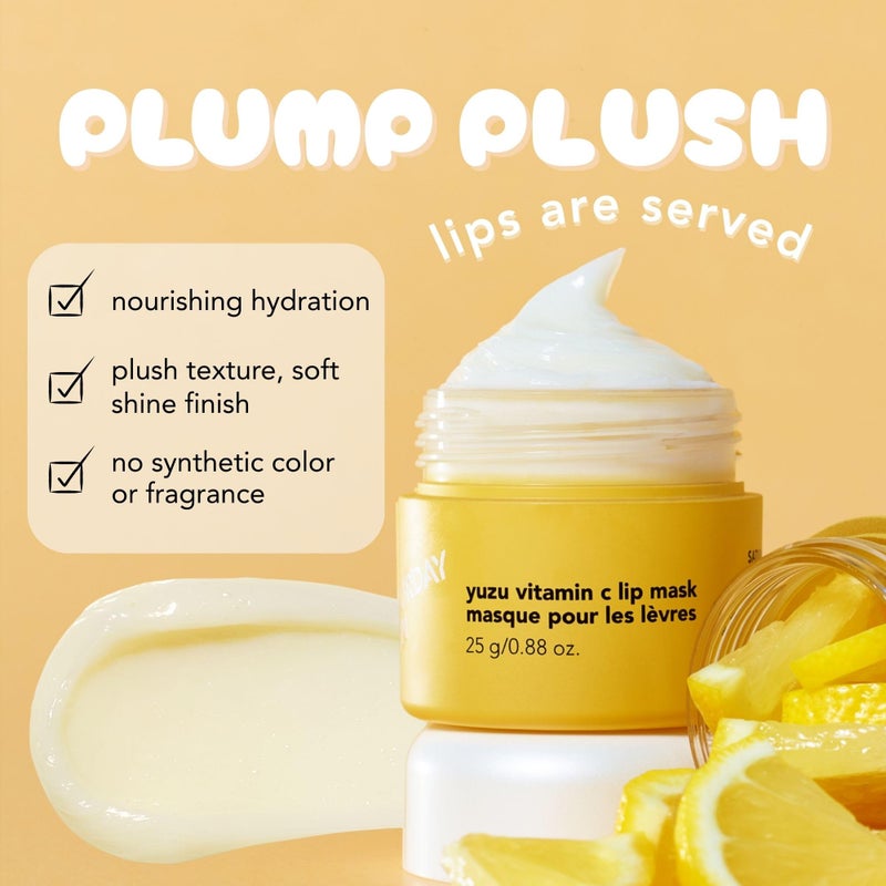 Saturday Skin Yuzu Vitamin C Lip Mask Overnight Lip Sleeping Mask Moisturizing For All Skin Types Softer & Smoother Pout Lip Balm Hydrating Infused with Vitamin B5 Non-Sticky, Vegan & Cruelty-Free - Image 2