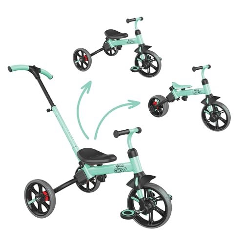 Yvolution 3 in 1 Toddler Trike Y Velo Flippa Push Tricycle Toddler Balance Bike with Parent Steering Push Handle for Boys Girls 25 Years Old - Image 1