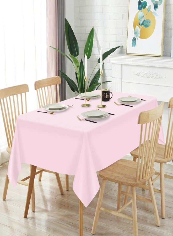 Mulbozy 2 Pcs Light Pink Plastic Tablecloth for Rectangle Table, 54 × 108 inches Disposable Pink Party Table Covers for Gril Birthday, Wedding, Baby Shower, Mermaid Party Decoration - Image 2