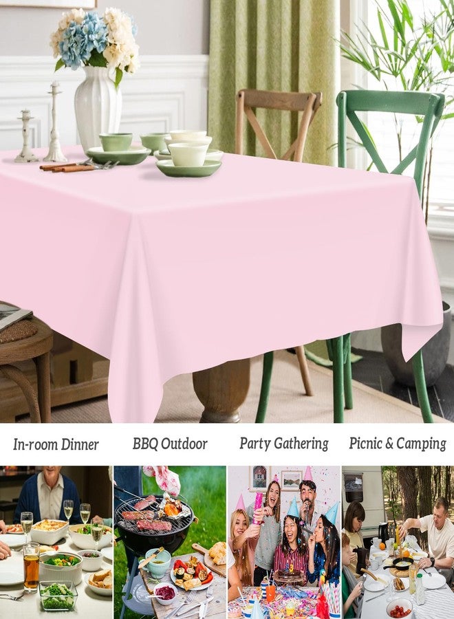 Mulbozy 2 Pcs Light Pink Plastic Tablecloth for Rectangle Table, 54 × 108 inches Disposable Pink Party Table Covers for Gril Birthday, Wedding, Baby Shower, Mermaid Party Decoration - Image 3