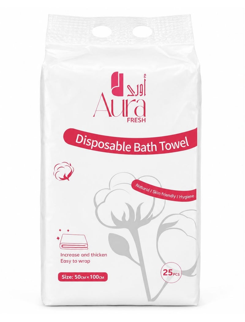 AURA Disposable Bath Towels 25 PCS, 50 x 100 cm Soft Single Use Towels, Skin-Friendly & Hygienic Travel Towels for Hotel, Spa, Salon, Gym, Hospital & Guest Use - Image 1
