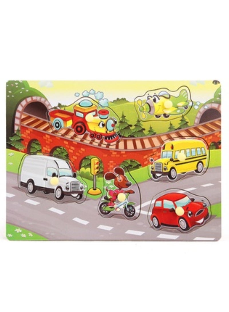 Early Learning 3D Wooden  Vehicles  Educational Puzzle Board for Kids - Image 1