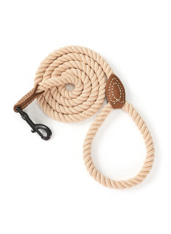 مايل هاي لايف مقود كلاب مايل هاي لايف | مقود كلاب من حبل قطني مضفر مع طرف جلدي للخياطة | مقود كلاب بطول 1.8 متر مع مشبك معدني متين | مقود كلاب زفاف (بني فاتح، 152 سم) - Image 1