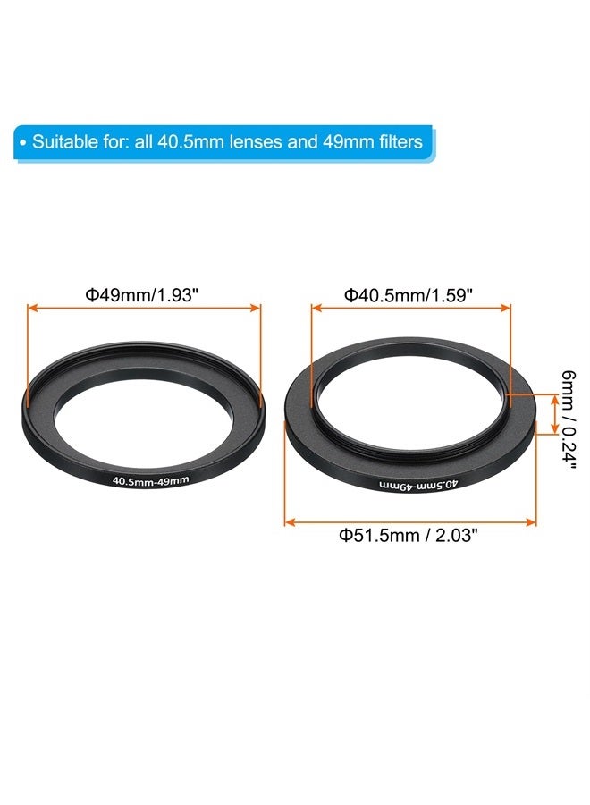 PATIKIL حلقة تصعيد معدنية 40.5 مم - 49 مم، عبوة 2، حلقة محول فلتر عدسة الكاميرا، حلقة محول فلتر من الألمنيوم لعدسات الكاميرا، سوداء - Image 2