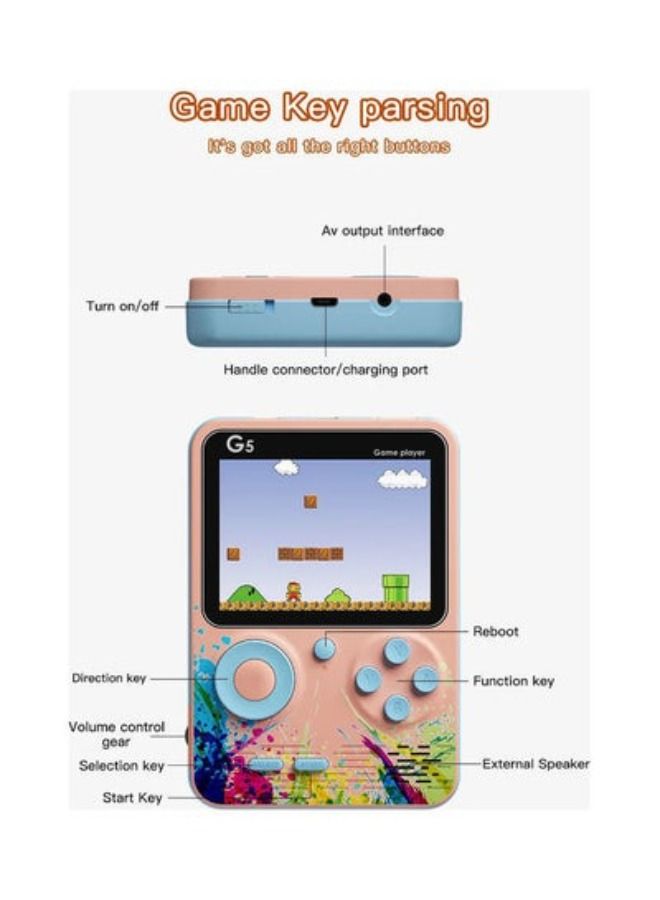 Console Player G5 Mini Gamebox with 500 Games Pink - Image 1