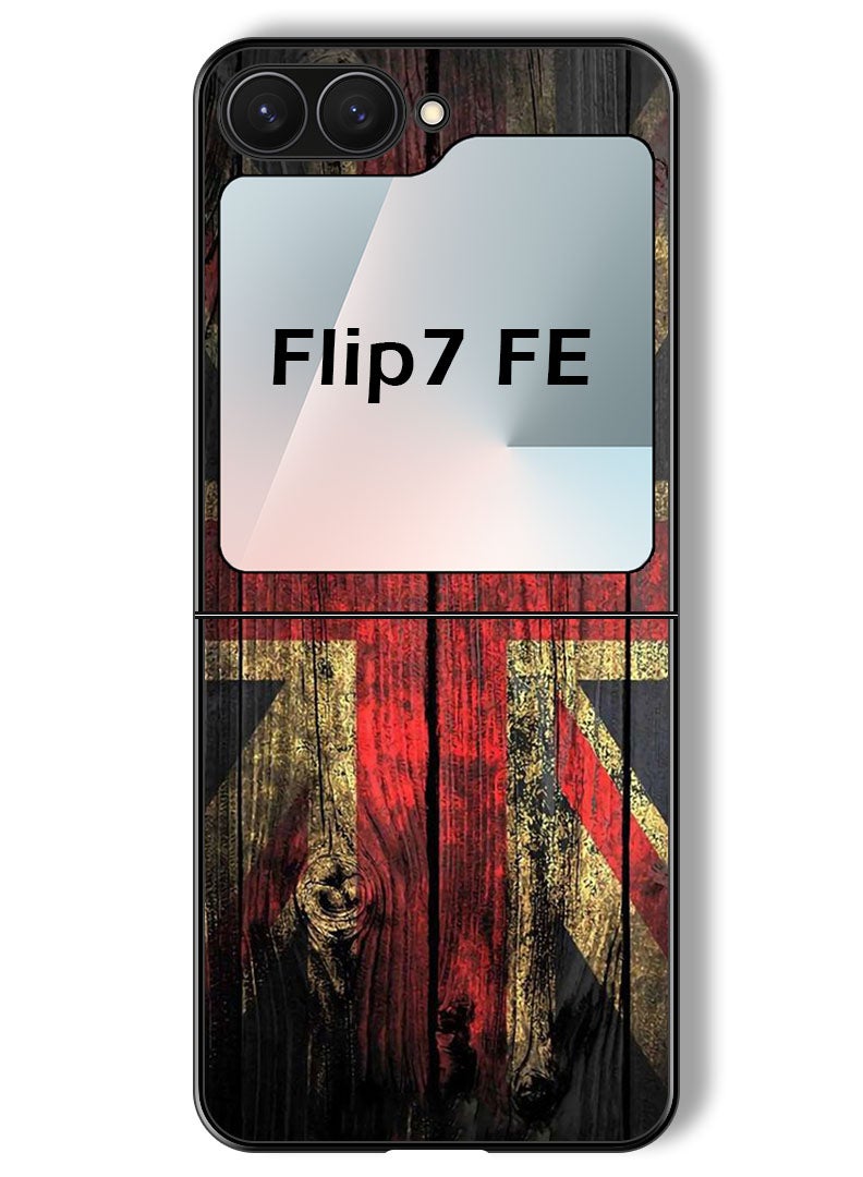 Theodor Case Compatible with Samsung Galaxy Z Flip 7 FE 6.7 Inch Protection Shockproof Bumper Cover Vintage wood - Image 1