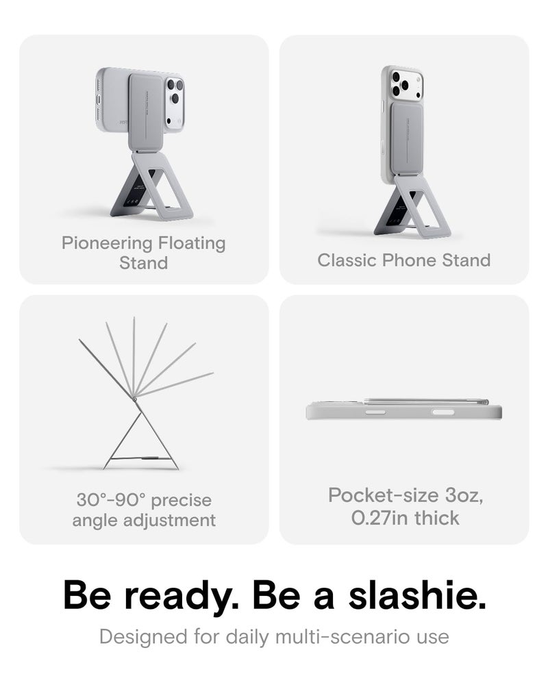 MOFT Phone Tripod Stand Selfie Stick for iPhone, Multi-Angles iPhone Stand, Lightweight & Portable Phone Holder, Strong Magnets, MOVAS Vegan Leather, Travel Essentials, Cement (Without Card Slot) - Image 3