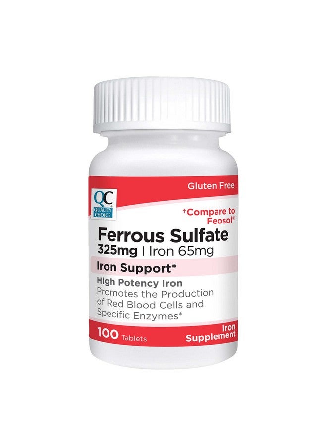 Quality Choice Quality Choice Iron 65 mg (325 mg Ferrous Sulfate) High Potency Iron Support Supplement Tablets in 100 Count Bottles - Image 1