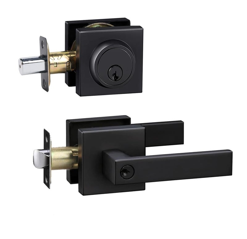 Cielsa Dawn Front Door Lock Set Exterior Door Lock Set,Door Handle with Single Cylinder Deadbolt Lock,Keyed Alike Door Locks for Front Door(Matte Black,1Pack Set) - Image 1
