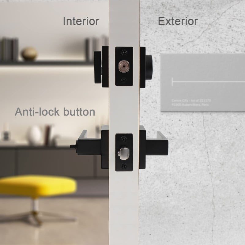 Cielsa Dawn Front Door Lock Set Exterior Door Lock Set,Door Handle with Single Cylinder Deadbolt Lock,Keyed Alike Door Locks for Front Door(Matte Black,1Pack Set) - Image 3