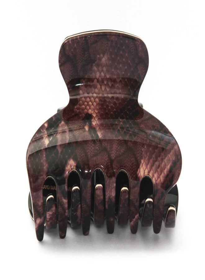 Belle Paris New Premium Editions French Hair Claw Clips Python Brown Lace Pattern Tortoise Shell 3 Inches Large Jaw Hair Clip Clamp O35 - Image 1