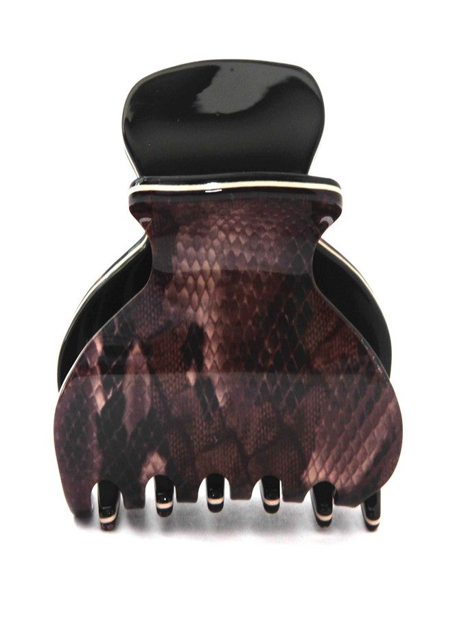 Belle Paris New Premium Editions French Hair Claw Clips Python Brown Lace Pattern Tortoise Shell 3 Inches Large Jaw Hair Clip Clamp O35 - Image 2