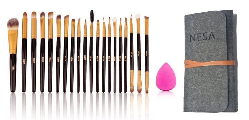 NESA set of 20 Professional Makeup Brush Kit with Brush Pouch - Image 4
