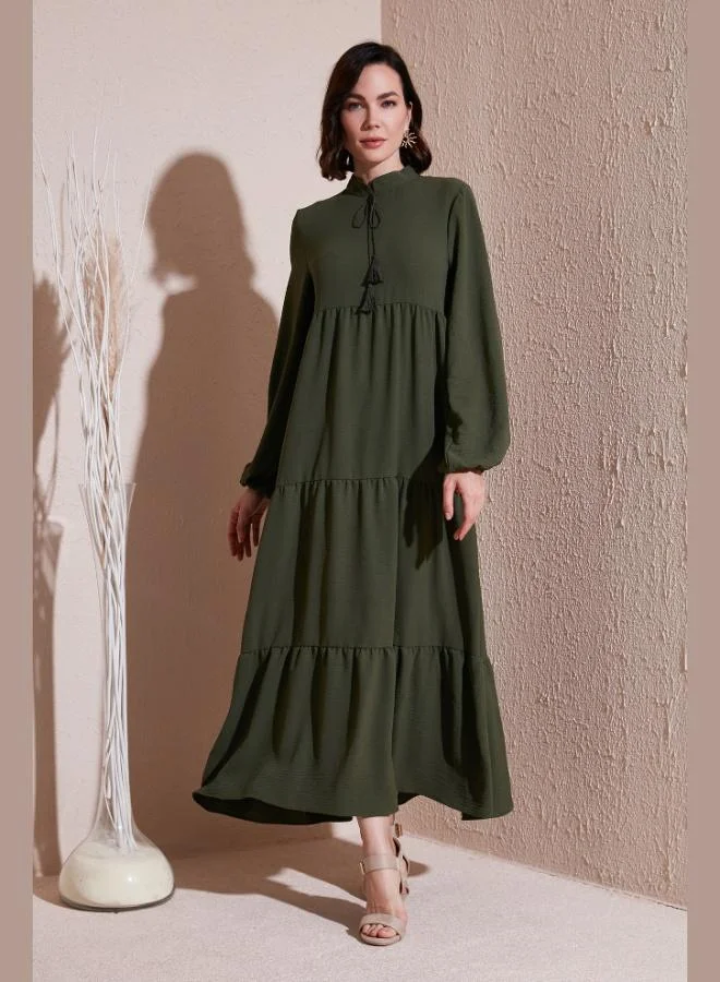 Lela Lela Modest Regular Fit Stand Collar Long Dress Women's DRESS 611EL545